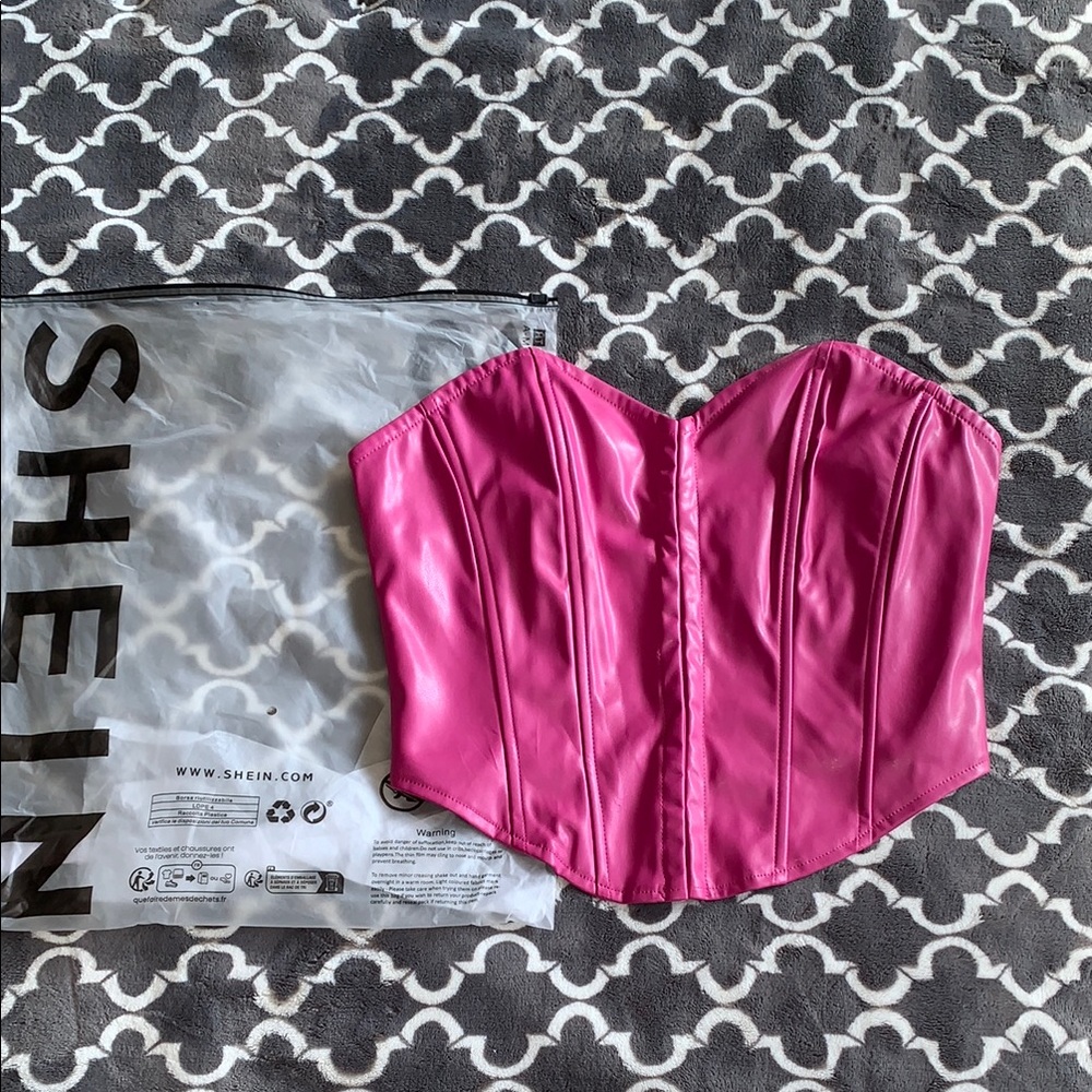 NWT SHEIN Pink Corset Top M